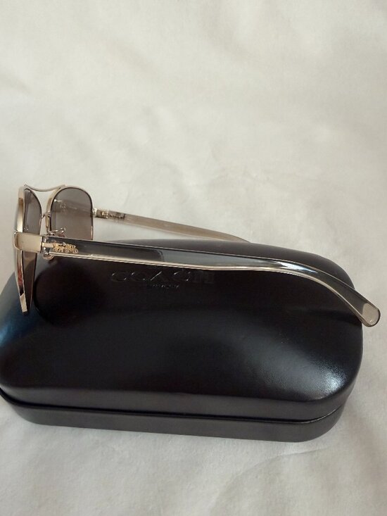 COACH Green Yellow Lens Gold Frame HORSE and CARRIAGE Pilot Sunglasses L1015 main image 6